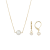 Gold Freshwater Pearl Stationed Necklace & Leverback Earring Set from David Tutera